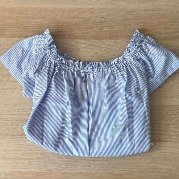 Off the Shoulder Blouse with Pearls - Picture 2 of 6